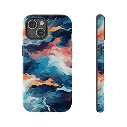 Coque rigide iPhone 15 vagues multicolores pour sublimer votre style urbain