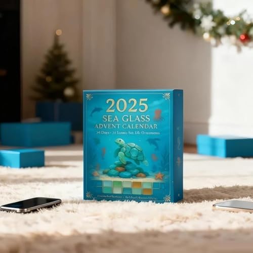 ZWEquipint Calendrier de l'Avent 2025 en verre de mer, compte à rebours de Noël sur le thème de 24 jours avec décoration en acrylique pour enfants (3) – vue 5