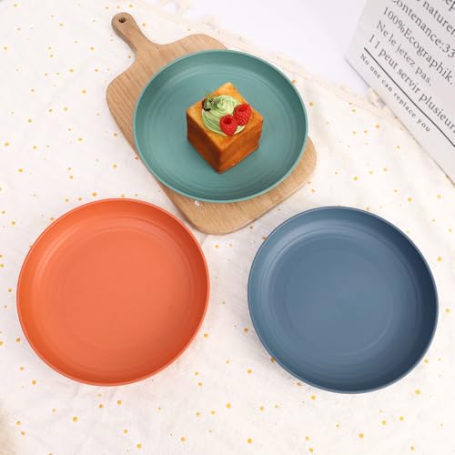 Image of Lightweight & Reusable Plates for Kitchen Salad Dessert Fruit Cakes Camping Daily Use Desserts, Dinner, Salads, Noodles, Pasta Microwave and Dishwasher Safe (20cm+23cm, Orange, Pack of 2)