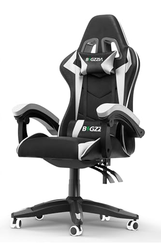bigzzia - bigzzia Gaming Stuhl Gamer Chair - Computerstuhl Drehstuhl PC Stühle Ergonomisch mit Lendenkissen + Kopfstütze Höhenverstellbar für Erwachsene Mädchen Junge Perlmutt - -15%