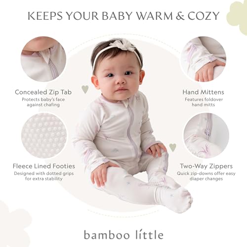 Image of Bamboo Little Soft Baby Footie Pajamas, Baby Clothes, Newborn Sleepers, 95% Viscose and 5% Spandex, 0-24 Months