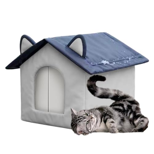 Caseta para gatos al aire libre, refugio aislado impermeable, caseta de invierno para animales | Característica de relleno térmico para corral para animales resistente a la intemperie y espacio de