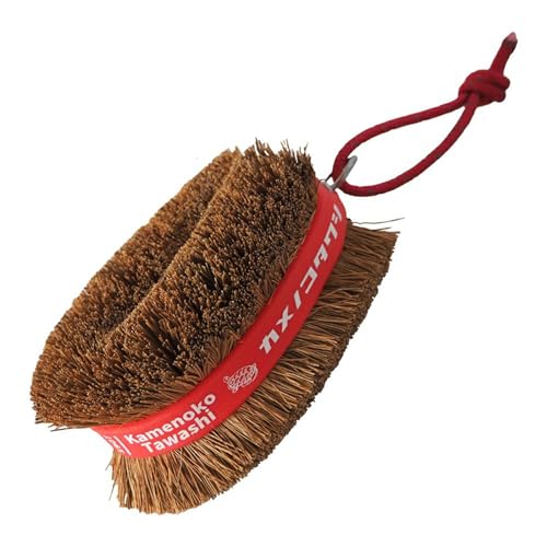 Image of Natural Palm Tawashi OBI - Set of 2 - Red - Premium Coconut Fiber - Scrubber for Cleaning Kitchen, Bath, and Shoes - Made in Japan