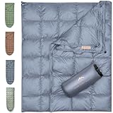 Noora North Down Camping Blanket with Footbox – Lightweight, Packable, Water Resistant Backpacking Quilt & Warm Puffy Compact Outdoor Throw – 52x77 with Stuff Sack for Stadium, Hiking & Travel