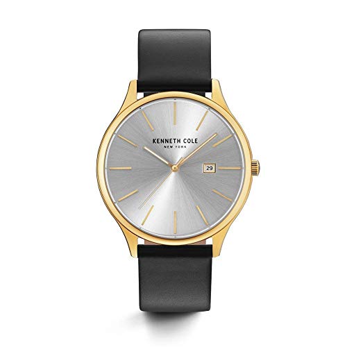 Kenneth Cole New York Men's 'Classic' Quartz Stainless Steel and Leather Dress Watch, Color:Black (Model: KC15096001)