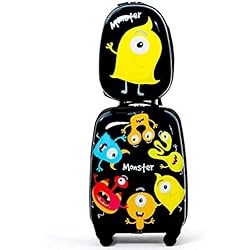 Maletas Juveniles Niño COSTWAY Juego de Mochila y Maleta Infantil, Equipaje de Viaje, con Ruedas, Cabina Trolley para Niños (Flamencos)