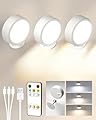 EZVALO LED Wall Mounted Lights, 5500mAh Rechargeable Wall Sconces Lamp, 3 Color Temps & Remote and Touch Control, 360°Rotation Dimmable Cordless Wall Light for Bedroom (3 Pack White)