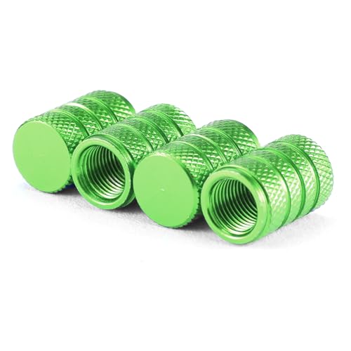 QZKJQDD 4 Pcs Tyre Valve Caps, Metal Car Dust Caps, Aluminum Tire Valve Stem Caps, Universal Tyre Valve Caps, With sealing ring, for Motorbike, Trucks, Bike, Electric Scooter, Car (Green)