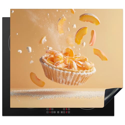 KitchenYeah© Protector Vitroceramica 60x52 cm Tapa para induccion Placa Encimera Cubre de Protectora Cocina Melocotón - Comida - Tarta - Naranja