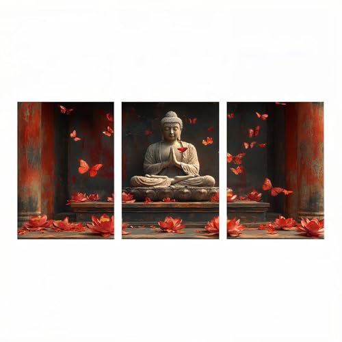 3 Piezas zen Diamond Painting Adultos 5D Diamond Painting Paisaje, Pintura Diamante Manualidades Adultos 25 x 40cm*3, Cristal Artes Bordado Punto Cruz Cuadros Decoracion Salon Modernos Regalo HXZH0747