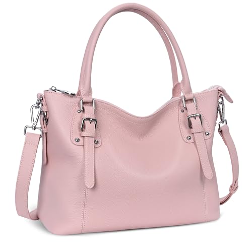 Image of HESHE Leather Purses and Handbag for Women Shoulder Bag Tote Top Handle Bag | Genuine Designer Large Capcity Hobo Crossbody Satchel Travel Work Ladies Zippered Ladies Daily Bag Adjustable Long Strap