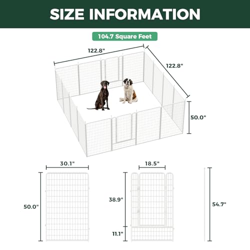 Image of FXW Rollick Unleashed Dog Playpen for Indoor, Yard, RV Camping, 50 inch 16 Panels for Large Dogs, White│Patented
