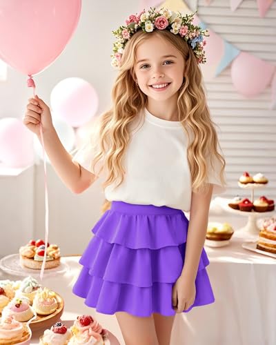 Image of KEREDA Girls Skirt Kids Casual 3-Layer Ruffle Skort School Uniform Skirts for Girls