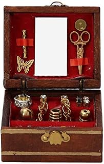 Zerodis Dollhouse Vintage Jewelry Box,1:12 Simulation Miniature Furniture Wooden Case Treasure Chest for Doll House Decoration Ornament