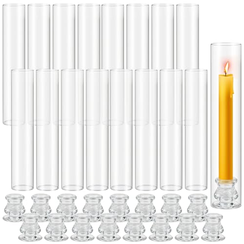 Hurricane Glass Candle Holders Set of 16, 11.8" H Clear