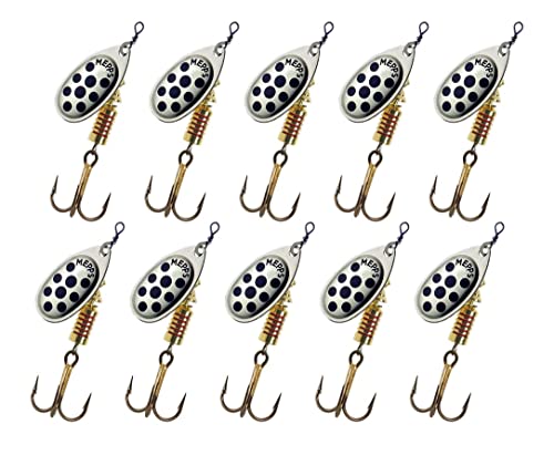 Cuiller Tournante A Palette Ovale - Mepps Aglia Lot de 10 No2-4,5G - Argent Points Noirs