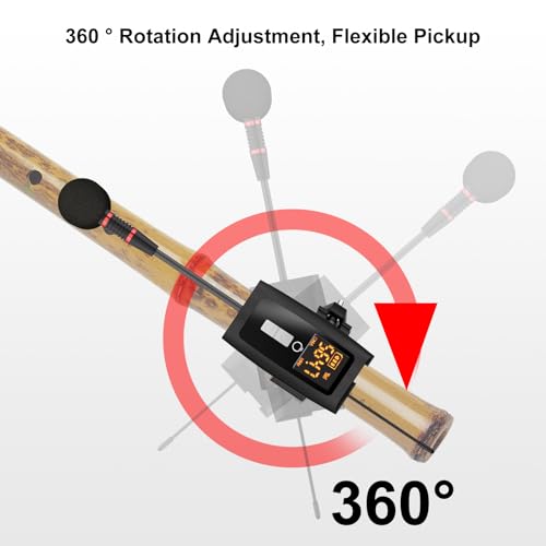 Image of Wireless Flute Microphone System, UHF Wind Music Instruments Microphone with Rechargeable Receiver and Transmitter 196ft Range, Professional Tubular Instrument Clip Great for Flute, Piccolo