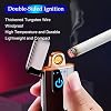 Electronic Lighter, Windproof USB Rechargeable Slim Coil Electric Lighters with Smart Fingerprint Sensor Double Side Ignition,Creative Power Indicator Flameless for Gifts(Black)