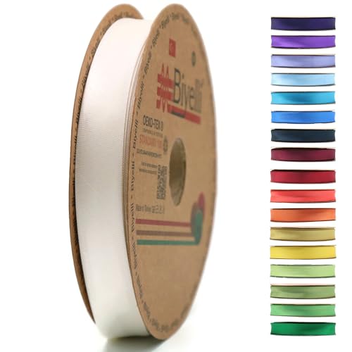 Image of Fold Satin Bias Tape - 99+ Colors - 3 /4 Inches Wide - 27 Yards - Fold Satin Binding Bias Ribbon Fabric Piping Bias Binding Tape for Sewing Clothing DIY (74. Ivory White) BYS74