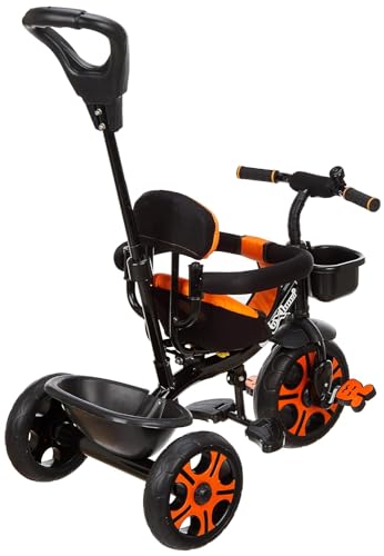 Image of Tricycle for Kids with Comfy Seat - The Parent's Choice for 1-5 Years Old, 30kg Max, Luxurious & Durable Trike. Advanced Parental Control Handle and Safety Belt, Black