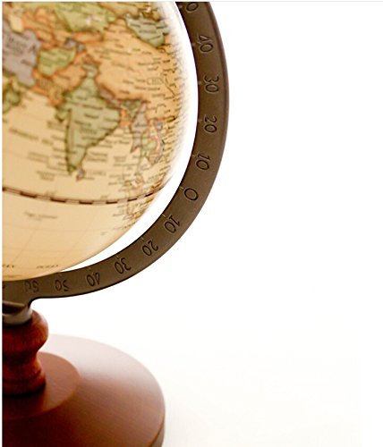 Vintage 5 inch Diameter Brown World Globe Antique Decorative Desktop Globe Rotating Earth Geography Globe Wooden Base Educational Globe Wedding School Children Gift (Brown with Wood Base)