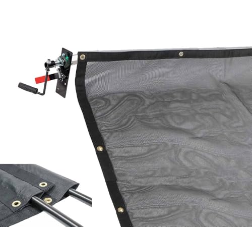 Mytee Products Manual Cab Level Hand Crank Tarp Roller Kit for Dump Trucks Trash Hauler with 7' x 14' PVC Mesh Tarp (Double Pocket)