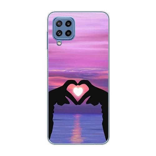 KARTXITAI Case Compatible with Samsung Galaxy M32 4G,Shockproof Slim Thin Silicone Protective Anti-Fingerprint Anti-Scratch Anti-Fall Phone Cover - Love,Sky,Sunset,Glow,Lovers
