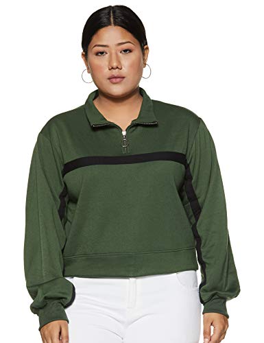 Image of SAFANA Women's Sweatshirt (LSWFS6048-OLIVE-M Olive Medium)