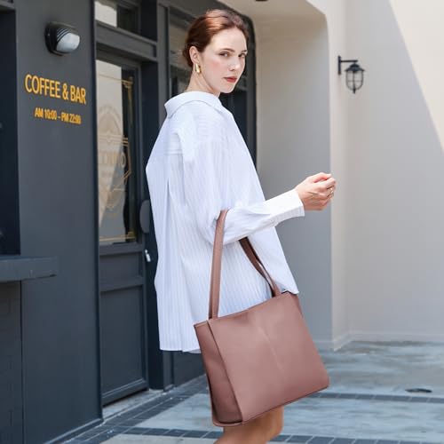 Image of befen Genuine Leather Tote Bag for Women Work Travel Leather Purse Handbags