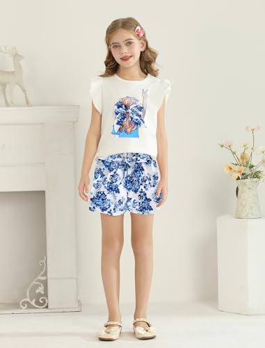 Image of Girls Summer Outfits Cute Sleeveless Top High Waisted Short Sets with Pockets Teen Girl Clothes Size 6-14 T