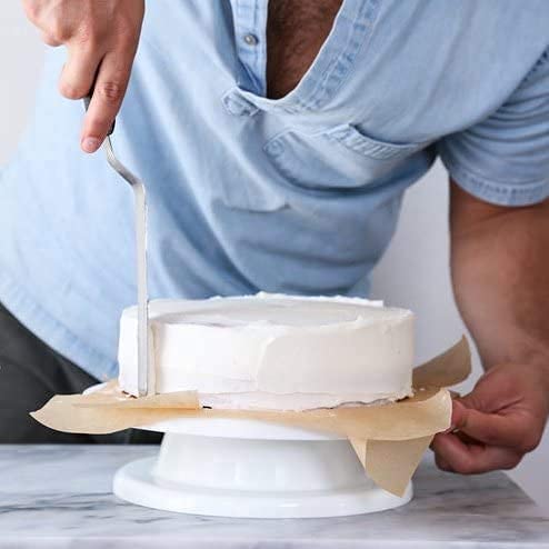 YUNXIASW Piatto girevole per torte, 28 x 7 cm, piastra girevole per torte, con 2 tavolozza angolare e 3 raschietti per dolci, glassa, motivi