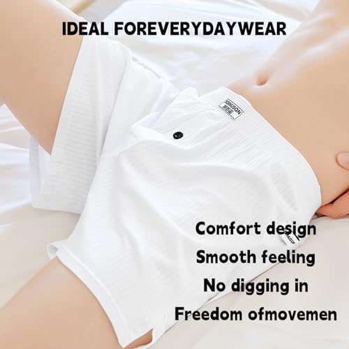 Mens Cotton Boxer Shorts,Soft Button Front Cotton Blend Breathable EverydayWear,Boxer Shorts For Men Cotton, 3Pack3