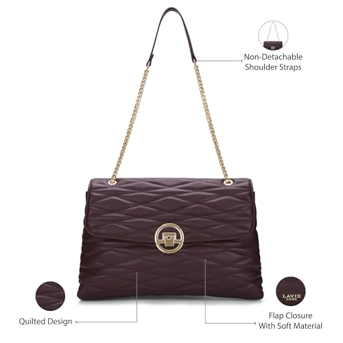 Image of Lavie Luxe Women's Monogram Wella 3-Compartment Satchel Handbag | Satchel Bag for Work | Ladies purse | Stylish Shoulder Bag | Gift For Women