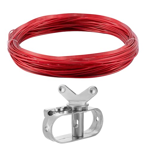 Pool Cover Cable & Winch Kit - 100ft Plastic Coated Steel Wire & Heavy Duty Zinc Alloy Spring Loaded...