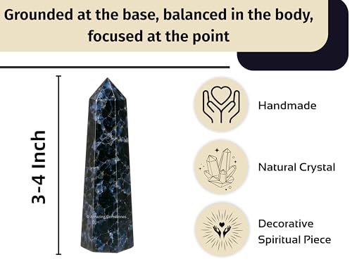 Image of Amazing Gemstone Indigo Gabbro Crystal Towers - Natural Healing Crystal Point Obelisk for Reiki Healing and Crystal Grid (3 inch to 4 inch INCH)