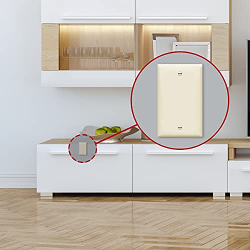 Image of ENERLITES Blank Device Wall Plate, Gloss Finish, Standard Size 1-Gang 4.50 inch x 2.76 inch, Polycarbonate Thermoplastic, 8801-LA, Light Almond (Pack of 2)
