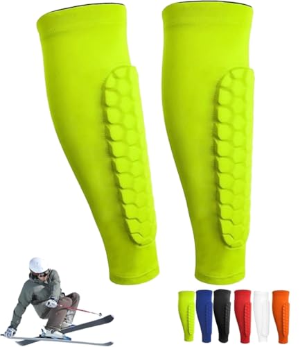 Soccer Shin Guards & Calf Sleeve with Honeycomb Pads, Medium