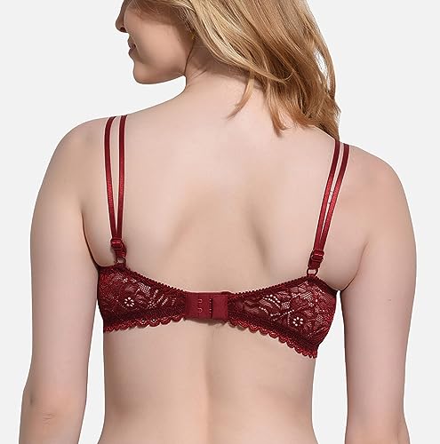 Image of FIMS - Fashion is my style Women Cotton Lycra Floral Lace Lightly Padded Bra Wired Seamless Fullcoverage Multicolor Cup- B