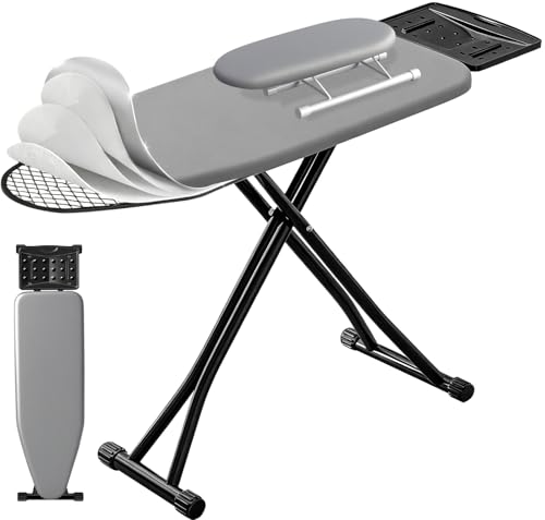 Lista de Burro de planchar los 10 mejores. 44 KVOZEN Burro de Planchar Plegable 2 en 1 con Mini Tabla - Superficie Extra Ancha 111x31cm y 4 Alturas Ajustables (73-83cm),para Plancha de Vapor, Ideal Hogar y Viaje
