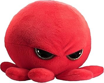 The Grumpy Octopus - Grumpy Baby Octopus - Adorable Super Soft Plush Stuffed Animal Toy (Glitter Eyes) - Large 8 Inch - Unique Gift for Kids and Adults