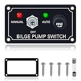 Boeray Bilge Pump Switch Rocker Toggle Switch Panel and Fuse DC 12V 24V Max 15A SPST ON/Off Marine Switch Panel 1 Toggle