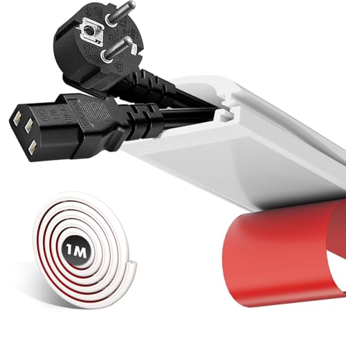 shinfly 1m Mini Blanc Goulotte Passe Cable pour 2-3 Câbles, Cache-Câbles Auto-Adhésif, Flexible Goulotte Electrique en Silicone pour Cables, Cache Fil...