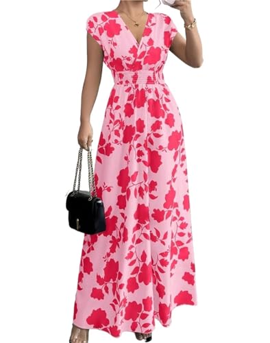 Vestido de playa largo para vacaciones con estampado de plantas
