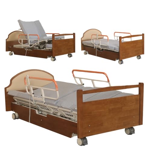 AEXET Cama de Hospital con 8 Funciones e inclinación Lateral, Cama médica eléctrica con función de rotación, Auxiliar de enfermería móvil para Uso doméstico hasta 230 kg (206 x 106 x 48 cm)