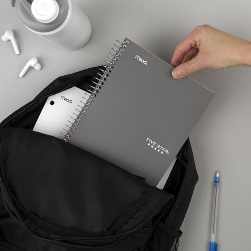 Image of Five Star Spiral Notebook, 2 Subject, College Ruled, 9 1 /2 inch x 6 inch 80 Sheets, Gray (840029AA3-ECM) (Pack of 12)