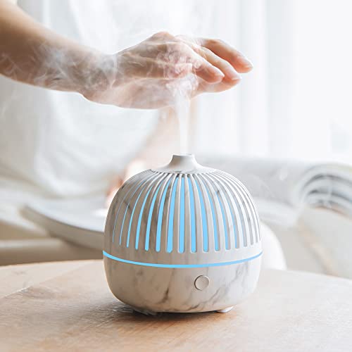 Small Essential Oil Diffusers, Aroma Diffuser For Essential Oils，Mini Diffusers Ultrasonic Humidifier 180Ml White Marble 2 Mist Modes 7 Colors Auto-Off Usb Cord Fragrance Diffuser For Home Room Office #TOP5