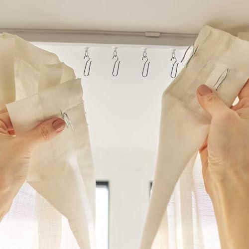 100Pcs Curtain Slider Track Set of Hooks and Gliders, Curtain Track Hooks Ceiling Sliding Curtain Glider Accessories, Drape Wire Hooks for Ceiling Mounted Shower Curtains, Drapes and Room Dividers