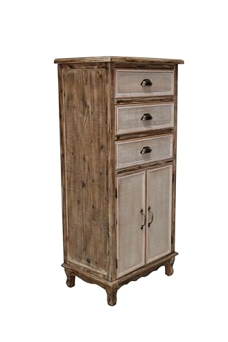 Image of LKTART 55 inch Tall Solid Wood Kitchen Pantry Storage Cabinet with Drawers | Solid Wood Frame;Farmhouse /French Country Narrow Corner Glass Display Cabinet;Narrow Storage Cabinet;Tall Accent Cabinet