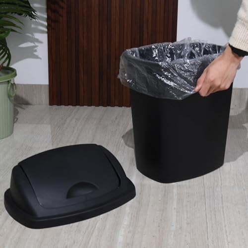 Caneca de basura de plástico 7 galones negra con tapa basculante 4 pack miniatura 6