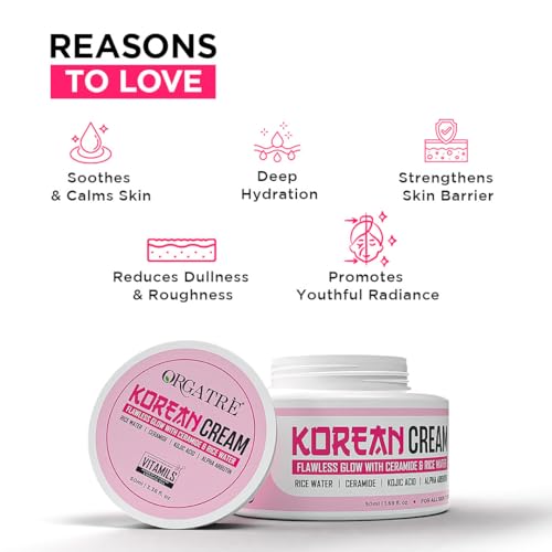 Image of Orgatre Korean Cream for Glowing Skin Whitening Pigmentation | Rice Water & Ceramide - 50ml